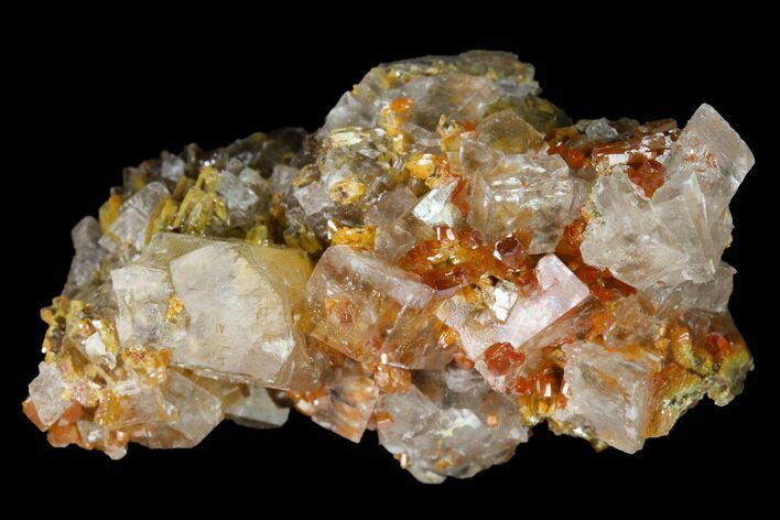 Vanadinite and Calcite Crystal Association - Apex Mine, Mexico #165347